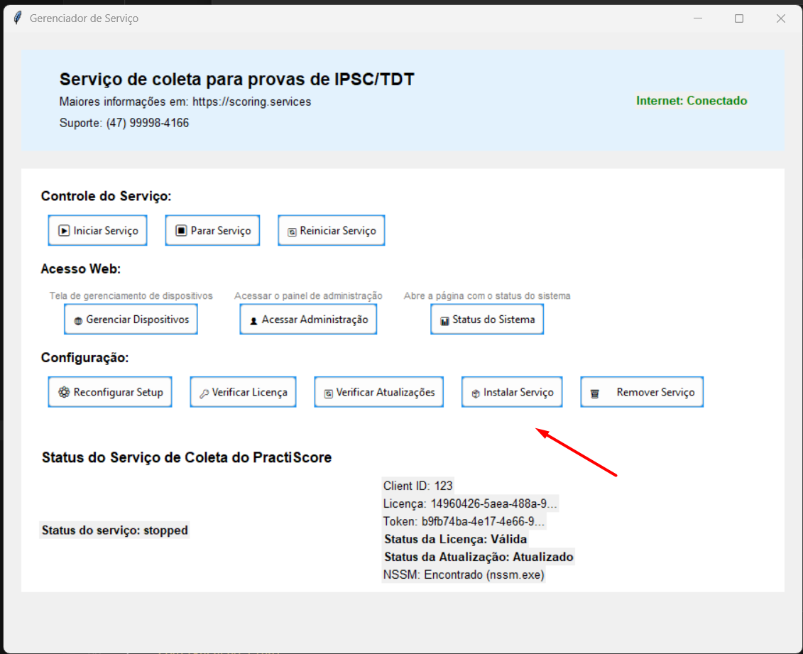 Install Service button — creates the Windows service