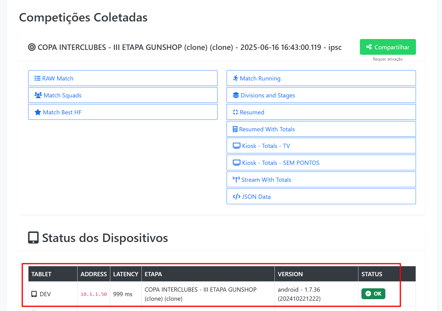 Connected tablets collecting match data