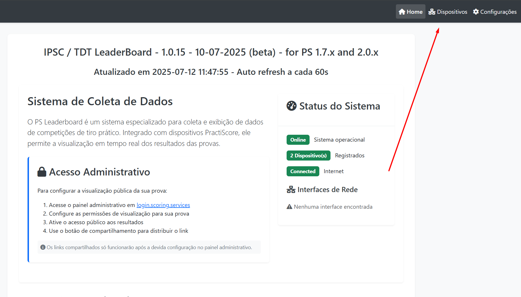 Devices page — access via http://IP:5001/devices